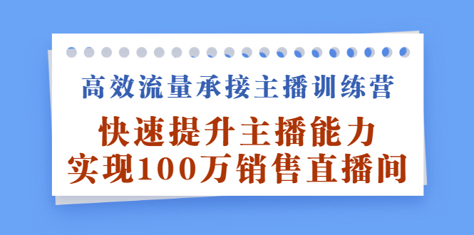 高效流量承接主播训练营：快速提升主播能力,实现100万销售直播间-文言网创