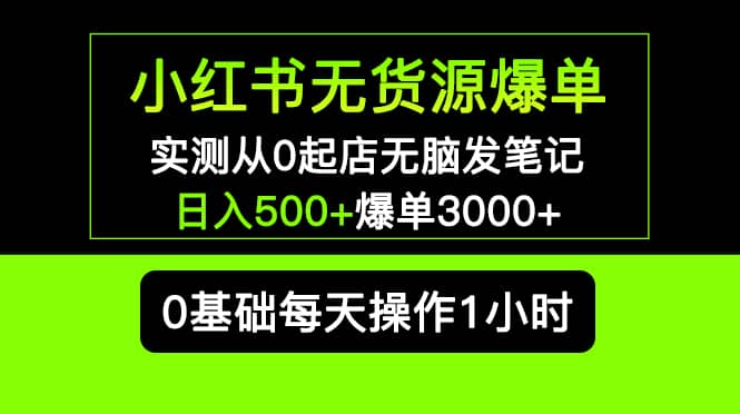 小红书无货源爆单 实测从0起店无脑发笔记爆单3000 长期项目可多店-文言网创