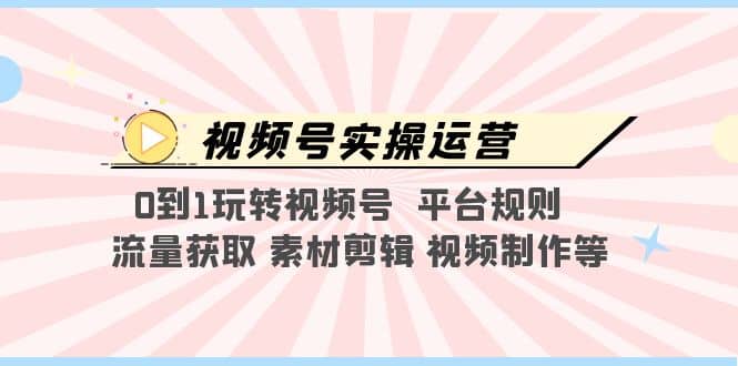 视频号实操运营，0到1玩转视频号 平台规则 流量获取 素材剪辑 视频制作等-文言网创