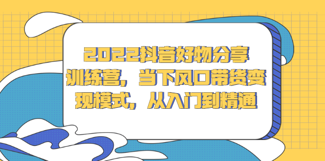 2022抖音好物分享训练营，当下风口带货变现模式，从入门到精通-文言网创