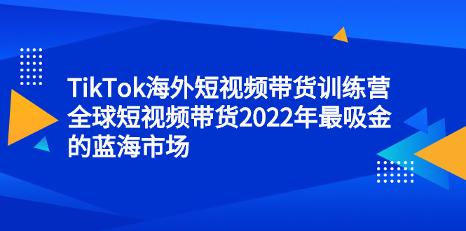 TikTok海外短视频带货训练营，全球短视频带货2022年最吸金的蓝海市场-文言网创