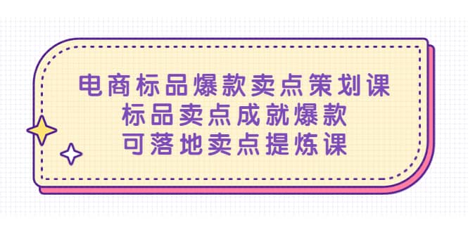 电商标品爆款卖点策划课，标品卖点成就爆款，可落地卖点提炼课-文言网创