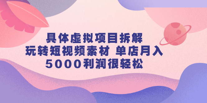 具体虚拟项目拆解，玩转短视频素材，单店月入几万 【视频课程】-文言网创