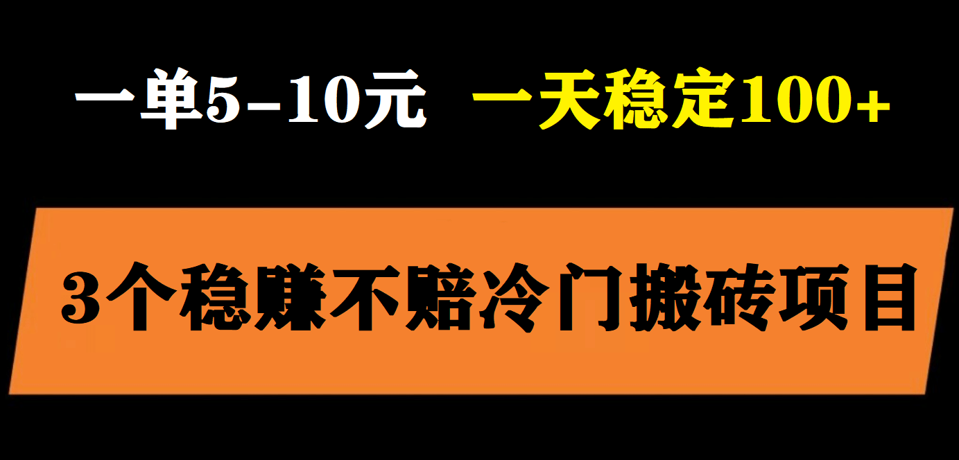 3个最新稳定的冷门搬砖项目，小白无脑照抄当日变现日入过百-文言网创