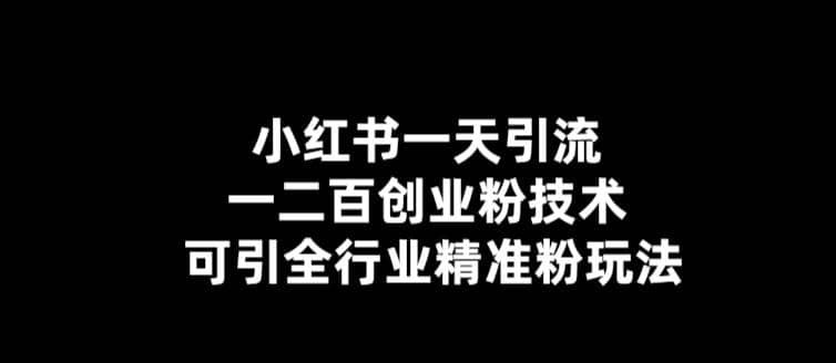 【引流必备】小红书一天引流一二百创业粉技术，可引全行业精准粉玩法-文言网创