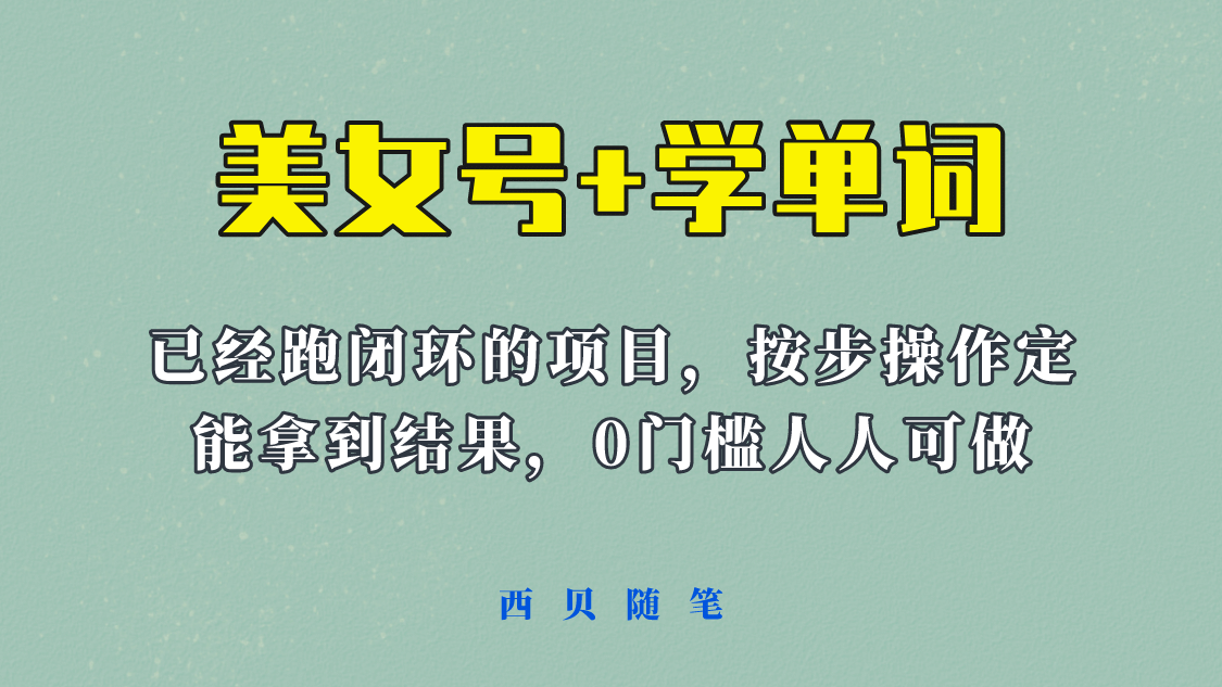 《美女号 学单词》玩法，信息差而已 课程拆开揉碎了和大家去讲 (教程 素材)-文言网创