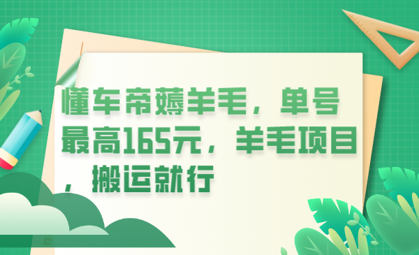 懂车帝薅羊毛，单号最高165元，羊毛项目，搬运就行-文言网创