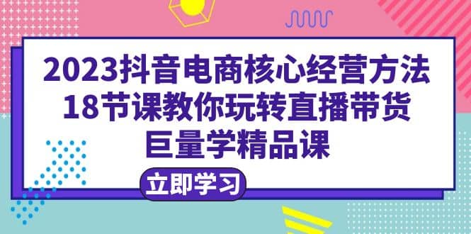 2023抖音电商核心经营方法：18节课教你玩转直播带货，巨量学精品课-文言网创