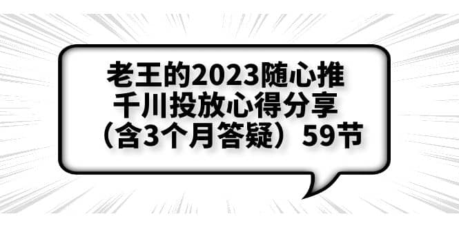 老王的2023随心推 千川投放心得分享（含3个月答疑）59节-文言网创