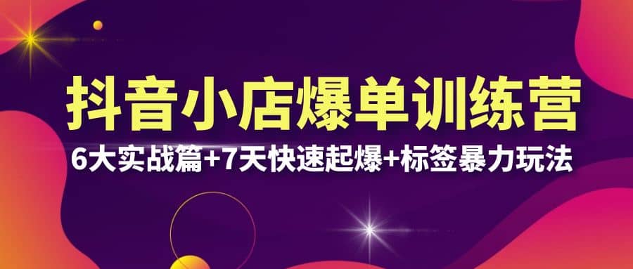 抖音小店爆单训练营VIP线下课：6大实战篇 7天快速起爆 标签暴力玩法(32节)-文言网创