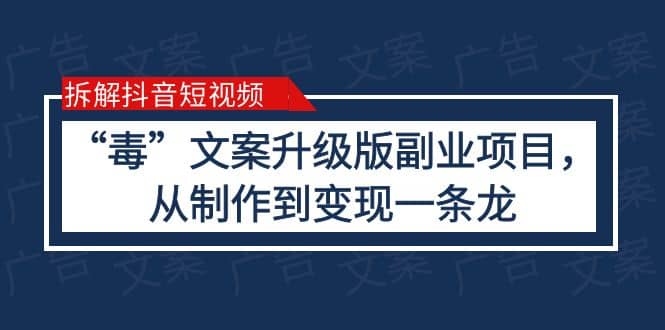 拆解抖音短视频：“毒”文案升级版副业项目，从制作到变现（教程 素材）-文言网创