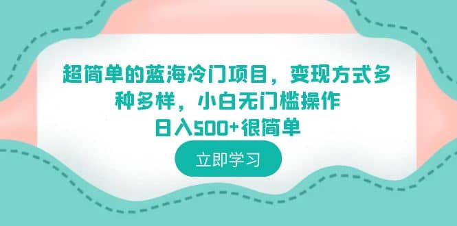 超简单的蓝海冷门项目，变现方式多种多样，小白无门槛操作日入500 很简单-文言网创