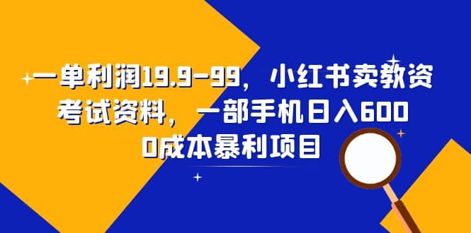 一单利润19.9-99，小红书卖教资考试资料，一部手机日入600（教程 资料）-文言网创