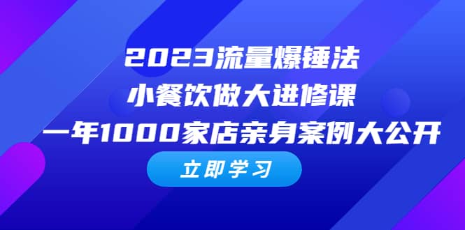 2023流量 爆锤法，小餐饮做大进修课，一年1000家店亲身案例大公开-文言网创