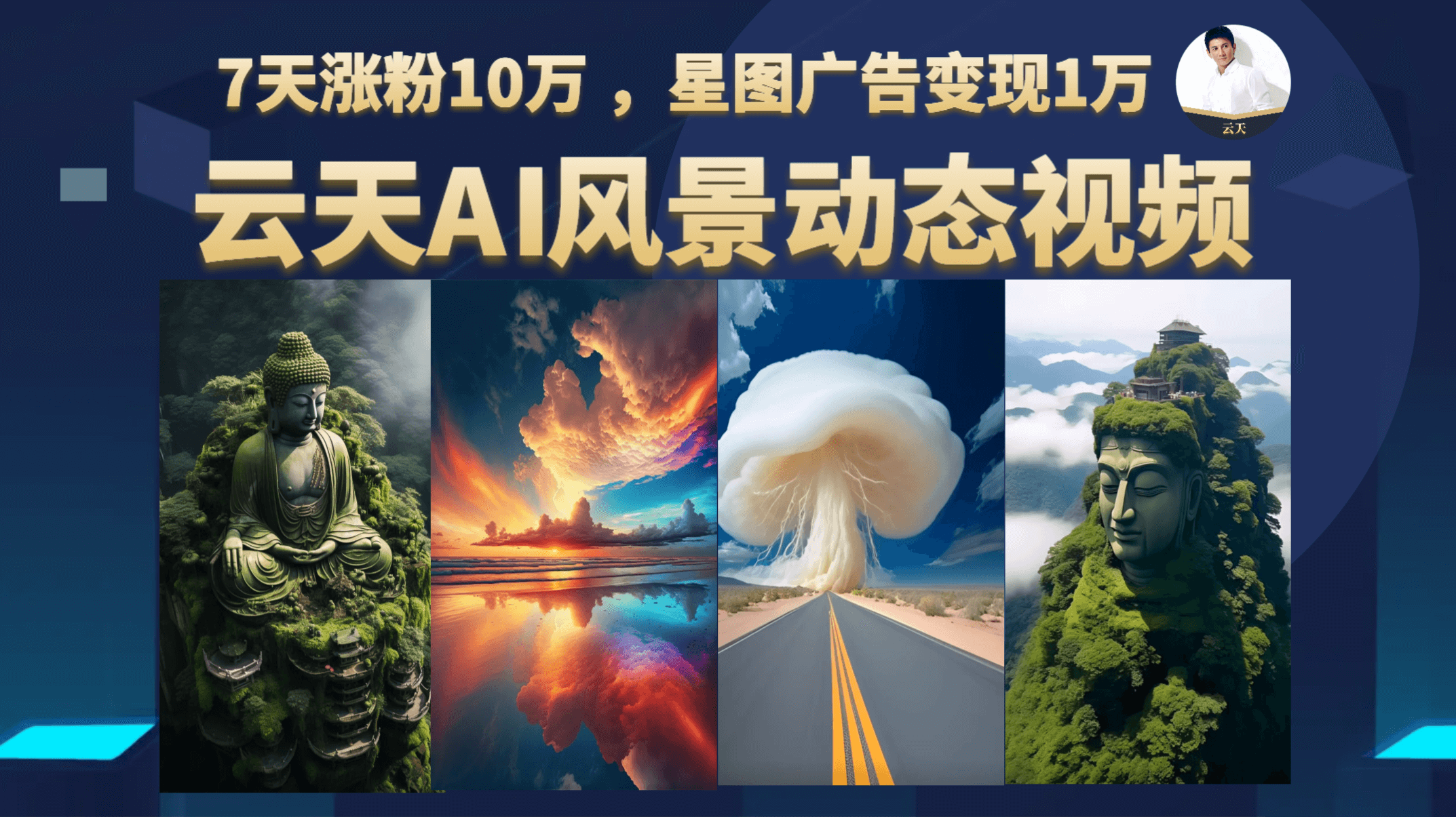 云天AI风景动图视频制作，7天涨粉10万 ，星图广告变现1万-文言网创