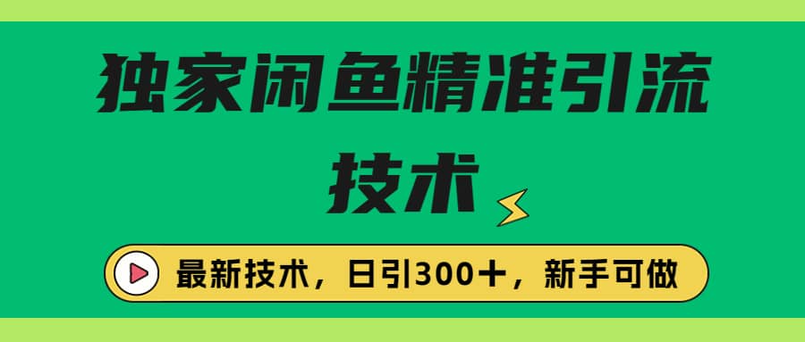 独家闲鱼引流技术，日引300＋实战玩法-文言网创