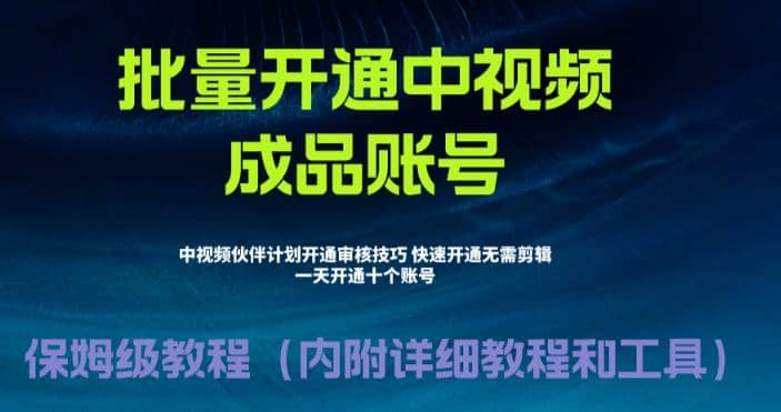 外面收费1980暴力开通中视频计划教程，附 快速通过中视频伙伴计划的办法-文言网创