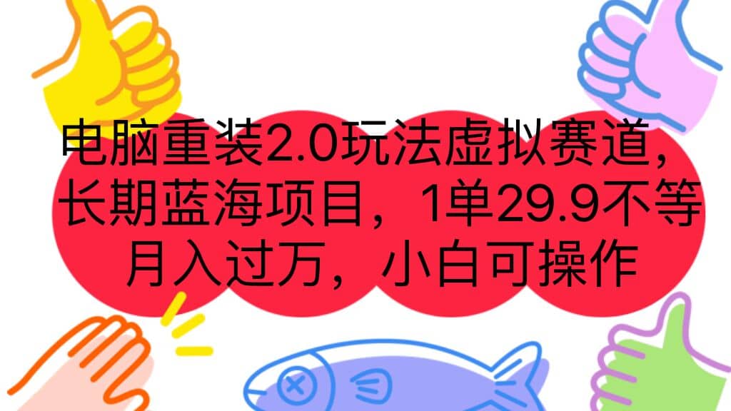 电脑重装2.0玩法虚拟赛道，长期蓝海项目 一单29.9不等 月入过万 小白可操作-文言网创