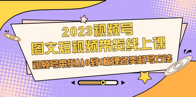 2023视频号-图文短视频带货线上课，视频号带货从0到1梳理各类起号方法-文言网创