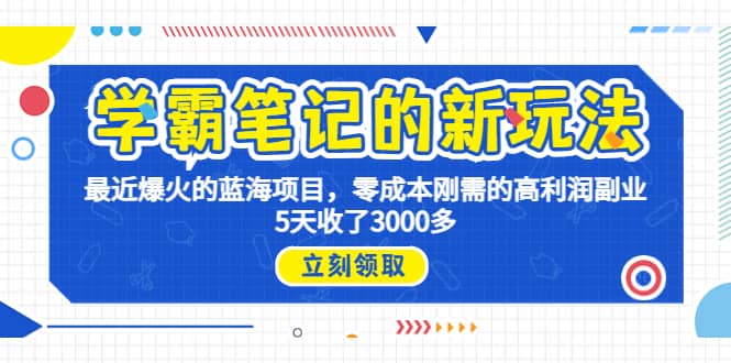 学霸笔记新玩法，最近爆火的蓝海项目，0成本高利润副业，5天收了3000多-文言网创