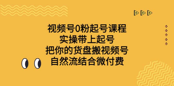 视频号0粉起号课程 实操带上起号 把你的货盘搬视频号 自然流结合微付费-文言网创