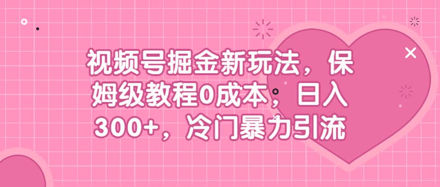 视频号掘金新玩法，保姆级教程0成本，日入300 ，冷门暴力引流-文言网创