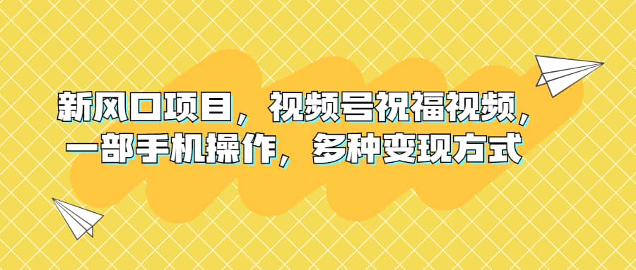 新风口项目，视频号祝福视频，一部手机操作，多种变现方式-文言网创