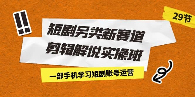 短剧另类新赛道剪辑解说实操班：一部手机学习短剧账号运营（29节 价值500）-文言网创