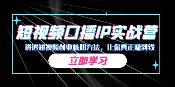 某收费培训：短视频口播IP实战营，讲透短视频创业核心方法，让你真正赚到钱-文言网创