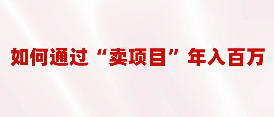 2023年最火项目：通过“卖项目”年入百万！普通人逆袭翻身的唯一出路-文言网创