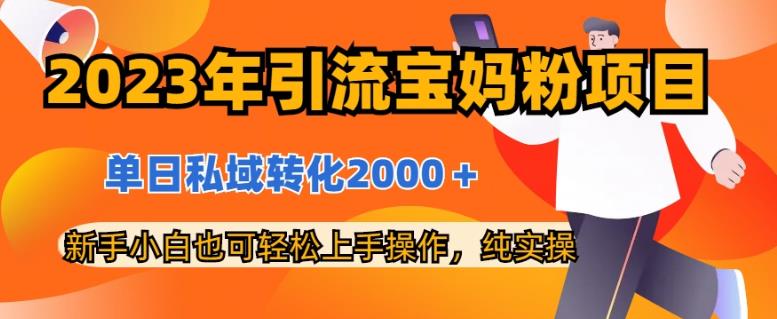 2023年引流宝妈粉项目，单日私域转化2000＋，新手小白也可轻松上手操作，纯实操-文言网创