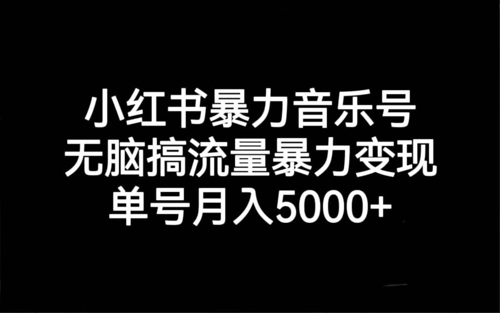 小红书暴力音乐号，无脑搞流量暴力变现，单号月入5000-文言网创