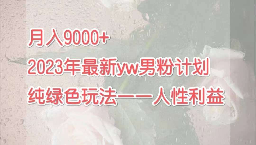 月入9000 2023年9月最新yw男粉计划绿色玩法——人性之利益-文言网创