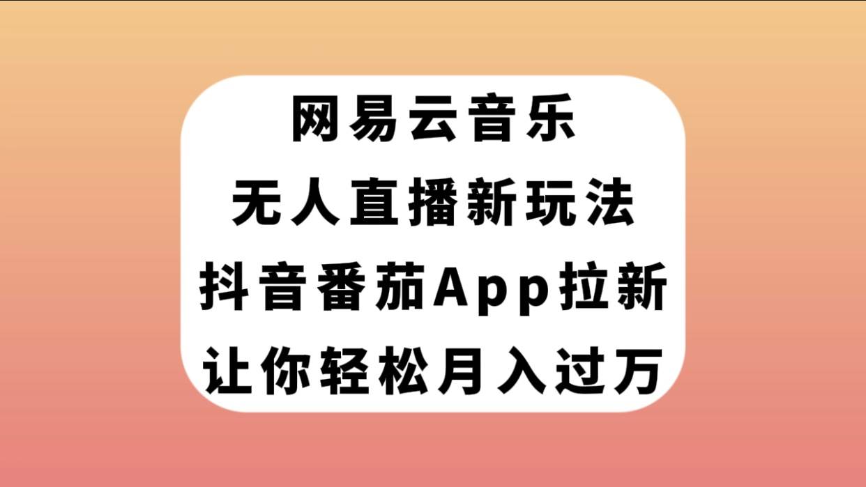 网易云音乐无人直播新玩法，抖音番茄APP拉新，让你轻松月入过万-文言网创