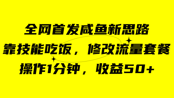 咸鱼冷门新玩法，靠“技能吃饭”，修改流量套餐，操作1分钟，收益50-文言网创