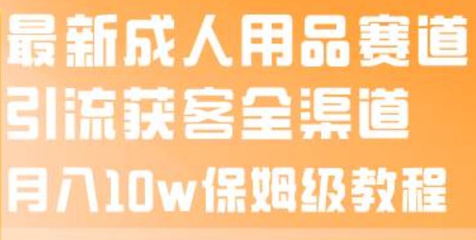 最新成人用品赛道引流获客全渠道，月入10w保姆级教程-文言网创