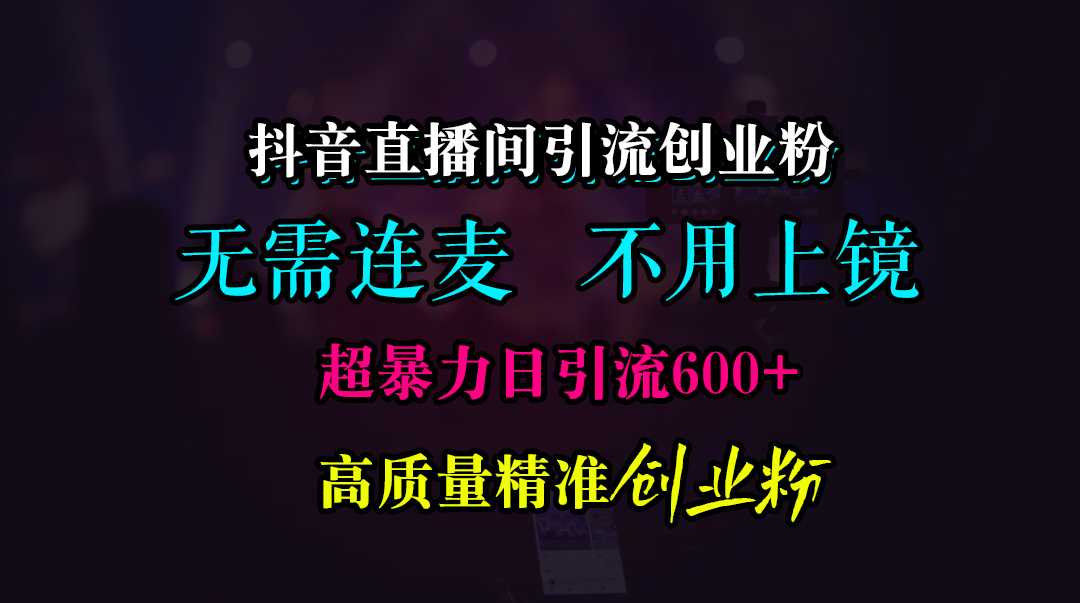 抖音直播间引流创业粉，无需连麦、无需上镜，超暴力日引流600+高质量精准创业粉-文言网创