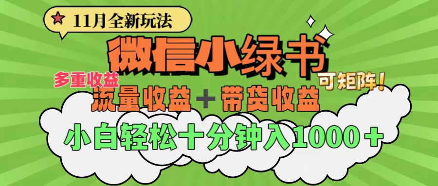 11月小绿书全新玩法，公众号流量主+小绿书带货双重变现，小白十分钟无脑日入1000+-文言网创