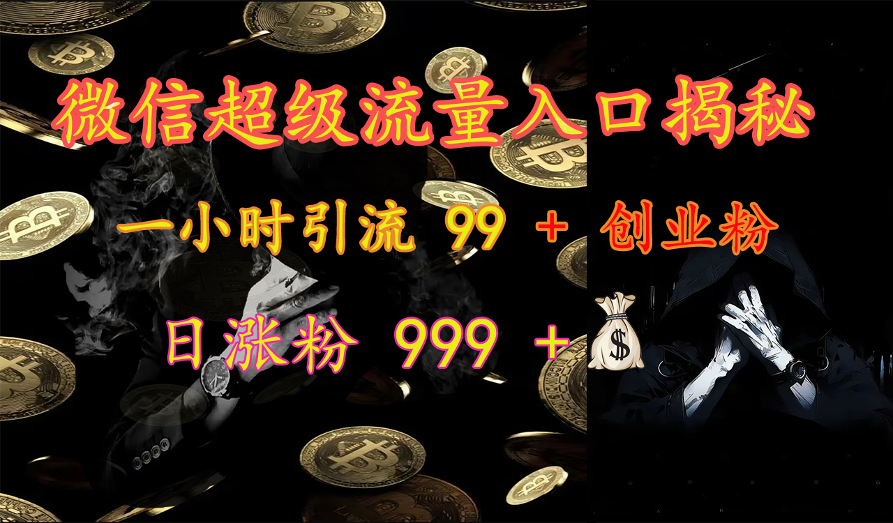 微信超级流量入口揭秘：一小时引流 99 + 创业粉，日涨粉 999 +【揭秘】-文言网创