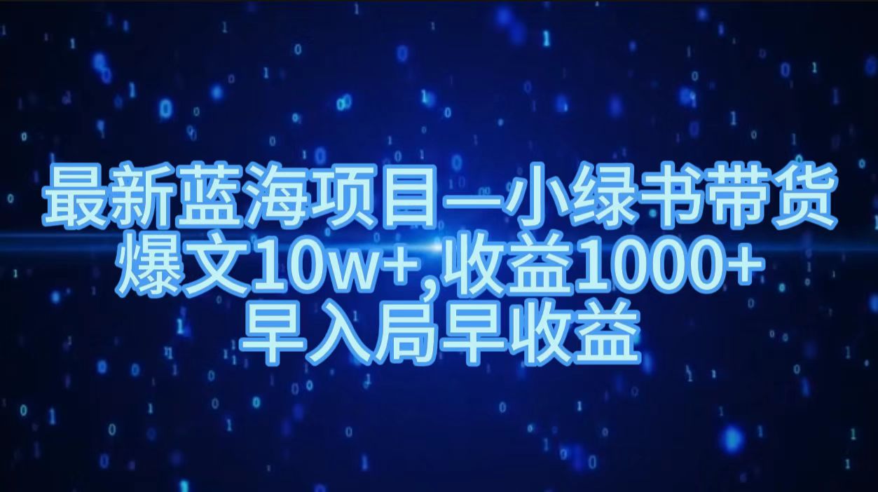 最新蓝海项目小绿书带货，爆文10w＋，收益1000＋，早入局早获益！！-文言网创