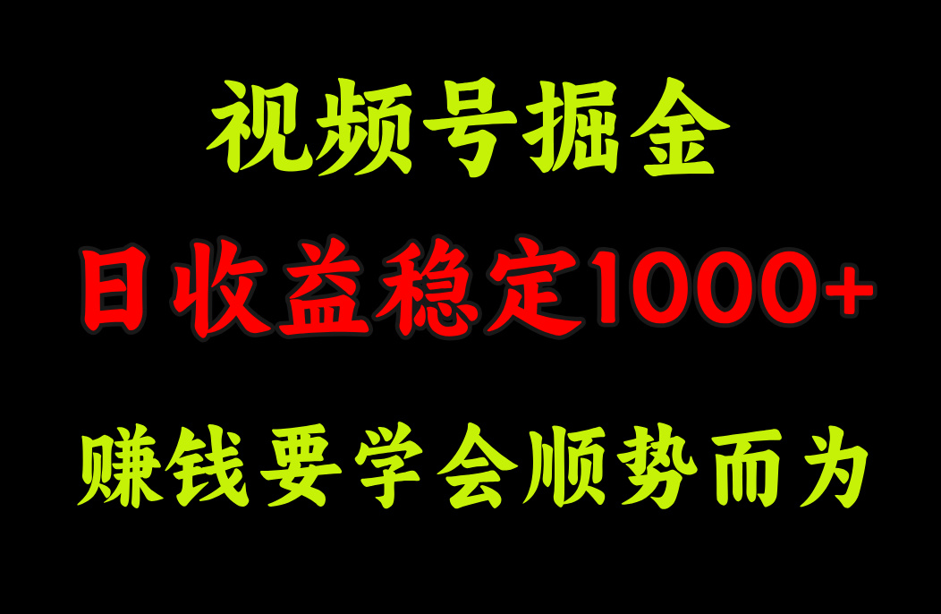 视频号掘金，单日收益稳定在1000+-文言网创