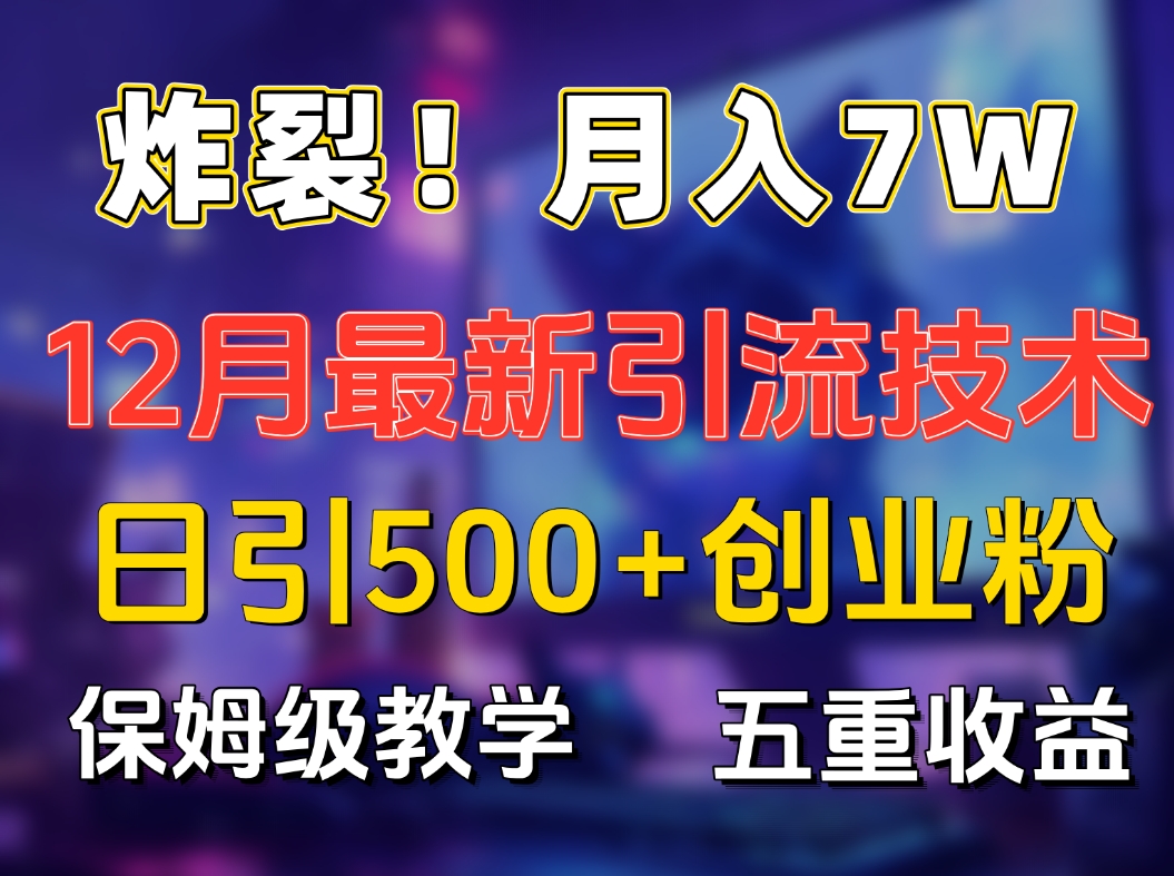 炸裂！月入7W+揭秘12月最新日引流500+精准创业粉，多重收益保姆级教学-文言网创