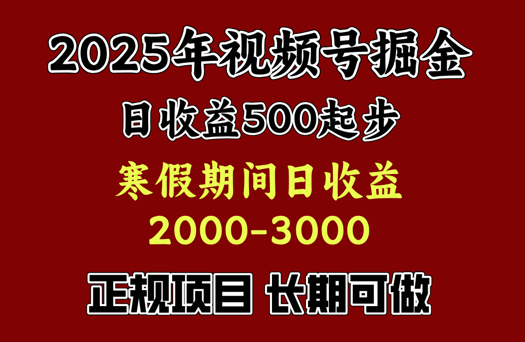 最新视频号项目，单账号日收益500起步，寒假期间日收益2000-3000左右，-文言网创