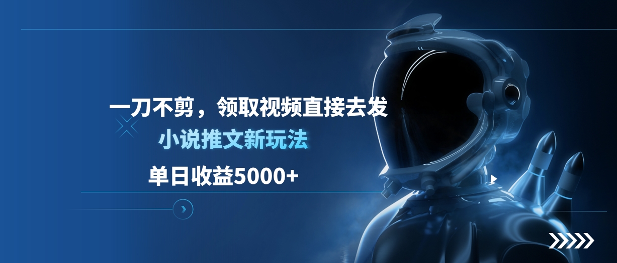 单日收益5000+，小说推文新玩法，一刀不剪，领取视频直接去发-文言网创