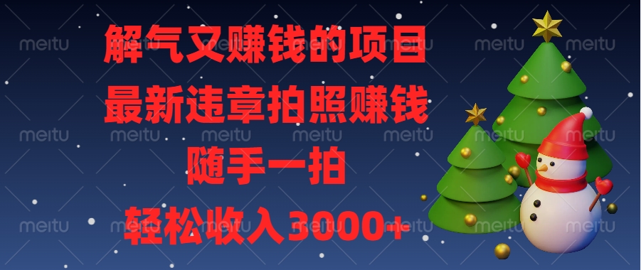 最新违章拍照赚钱，随手一拍，解气又赚钱的项目，轻松收入3000+-文言网创