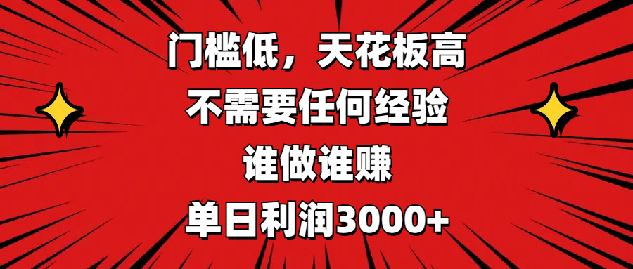 门槛低，收益高，不需要任何经验，谁做谁赚，单日利润3000+-文言网创