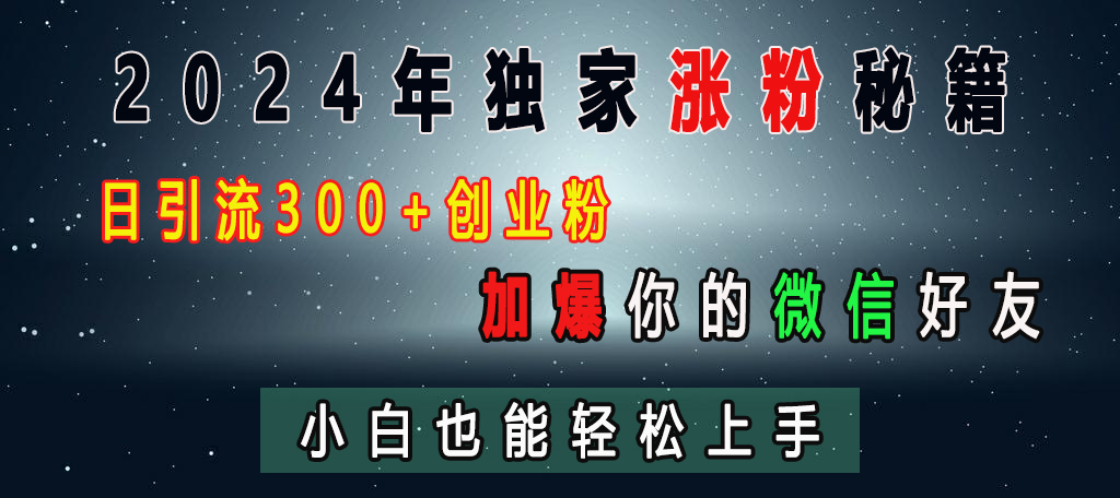 2024年独家涨粉秘籍，日引流300+创业粉，加爆你的微信好友，小白也能轻松上手-文言网创