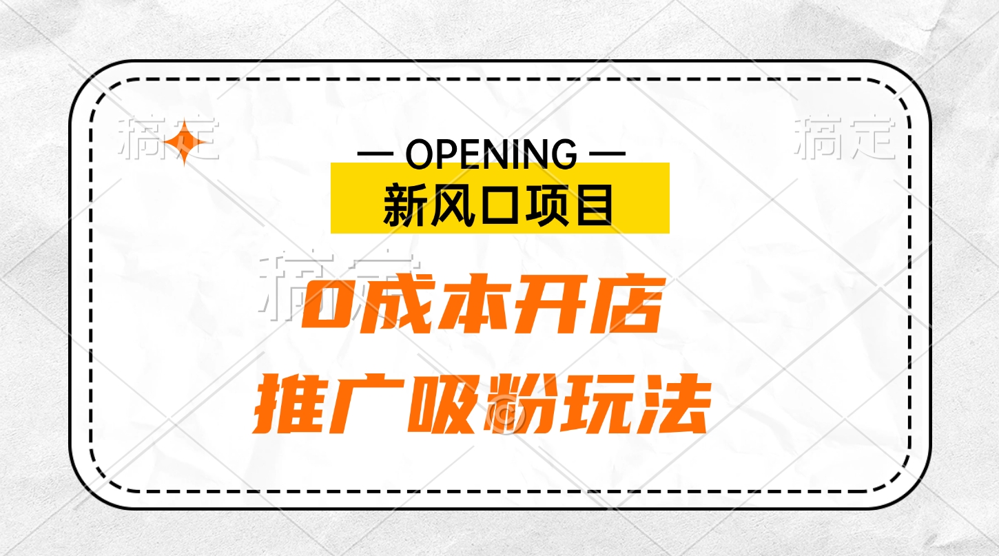 新风口项目、0成本开店、推广吸粉玩法-文言网创