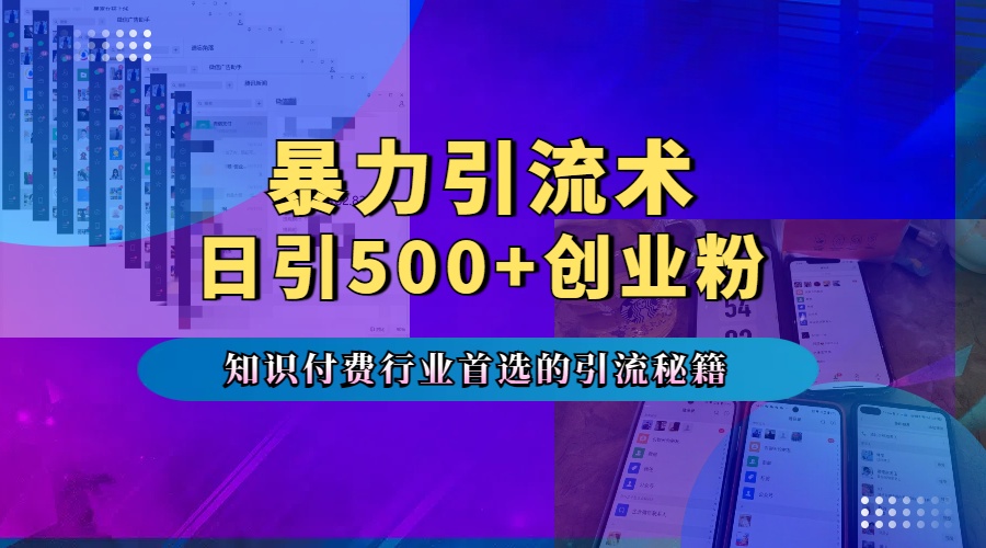 暴力引流术，专业知识付费行业首选的引流秘籍，一天暴流500+创业粉，五个手机流量接不完！-文言网创