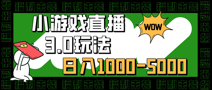 小游戏直播3.0玩法，日入1000-5000，30分钟学会-文言网创